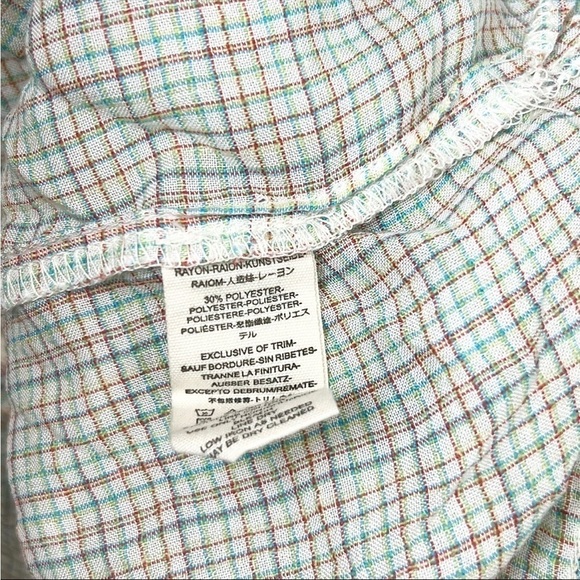 NWT FREE PEOPLE Rainbow Plaid Oversized Button Up Pleated Cropped Prairie Top S - Picture 11 of 13